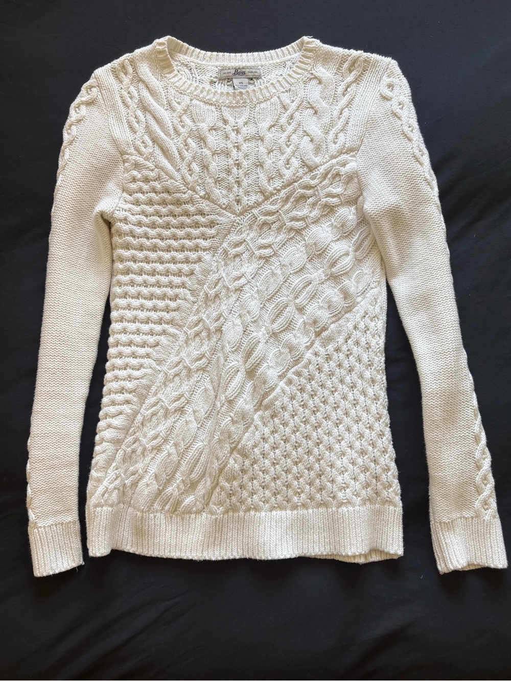 Bass Women’s White Cable Knit Sweater Size XS